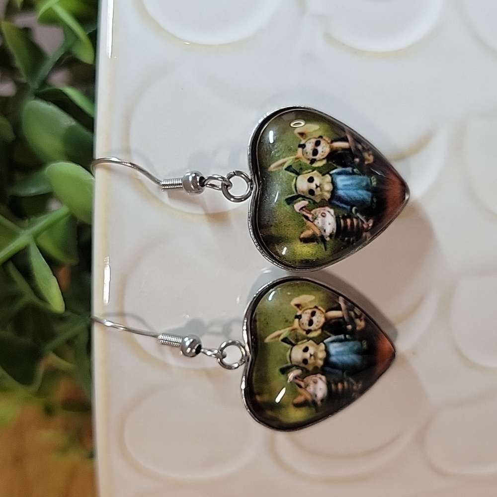 CREEPY CUTE SCARY BUNNY COSTUME HALLOWEEN EARRINGS